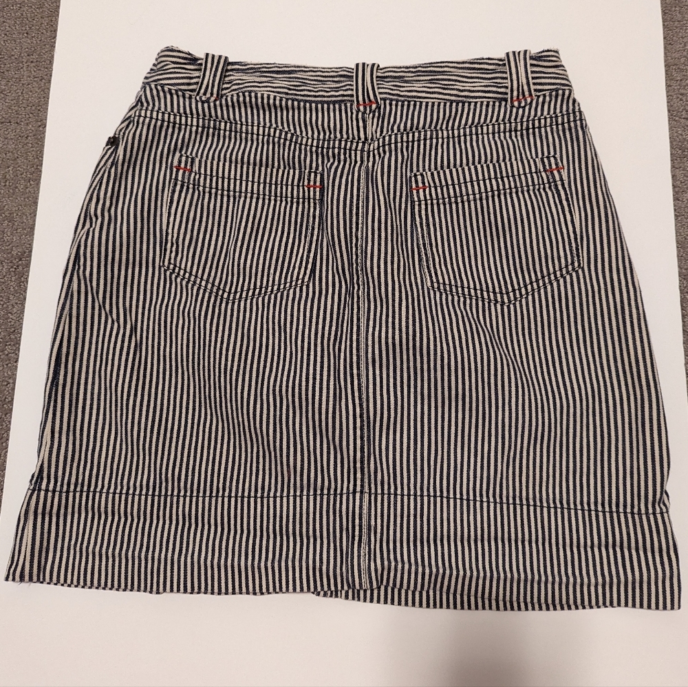 Boden navy blue white stripe nautical skirt size 8 - Picture 2 of 3